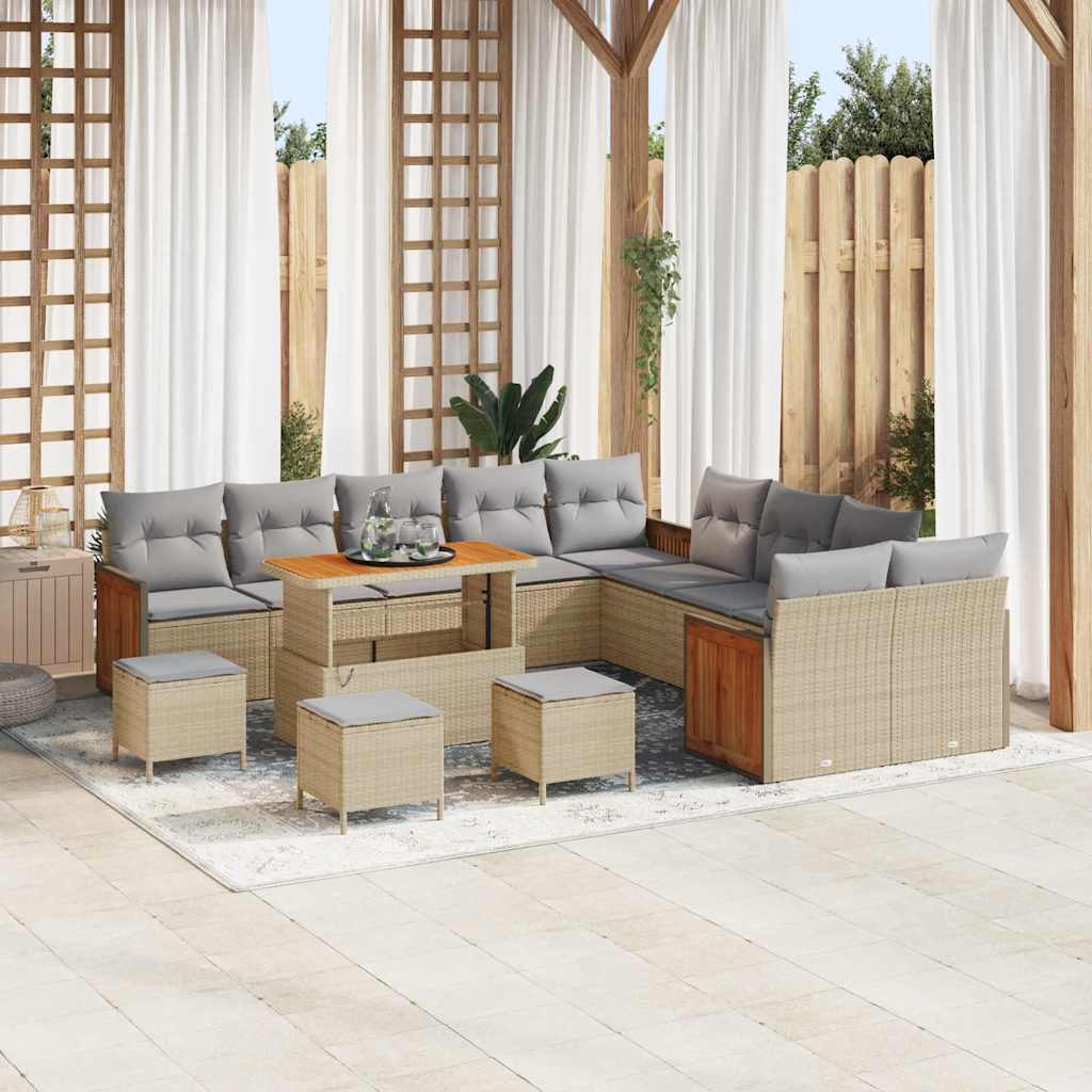 Garten-Sofa-Set 14 pcs Beige und Hellgrau 110 x 55 x 71 cm